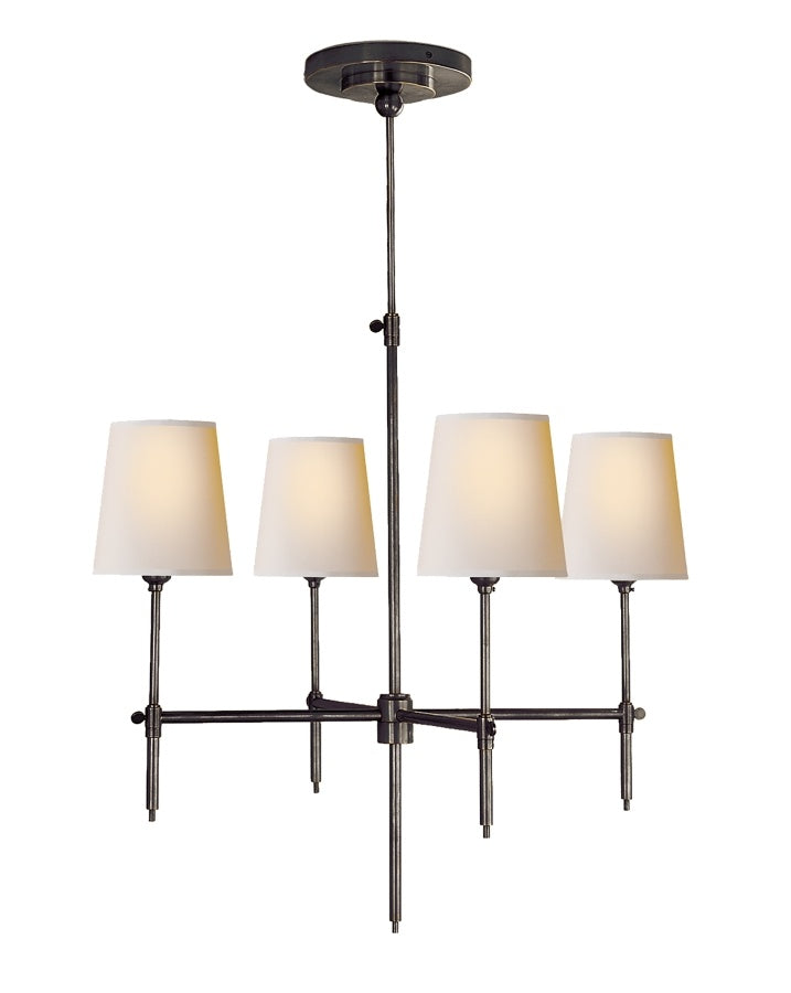Thomas O'Brien Bryant Chandelier Small in Bronze with Natural Paper Shades