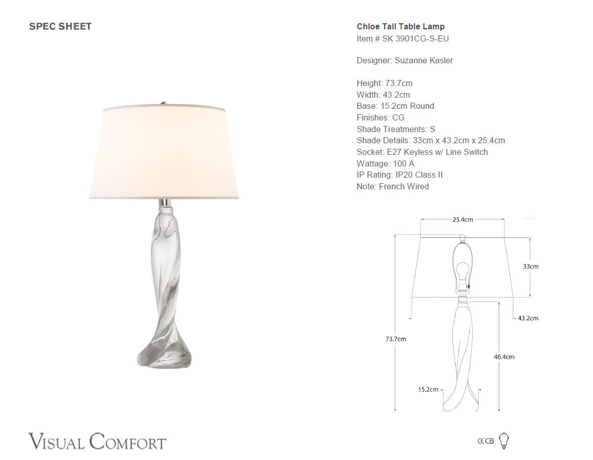 Suzanne Kasler Chloe Table Lamp in Clear Crystal with Silk Shade