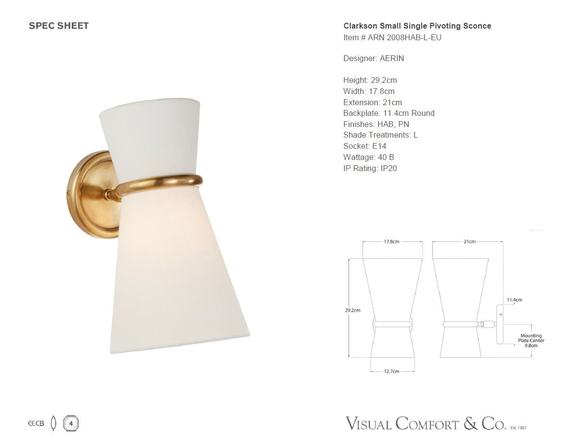Aerin Clarkson Small Single Pivoting Sconce
