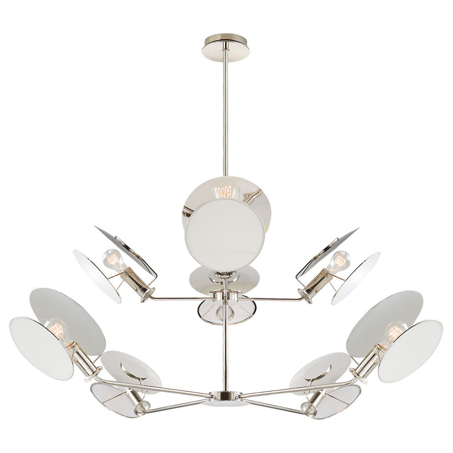 Thomas O'Brien Osiris Large Reflector Chandelier with Linen Diffuser
