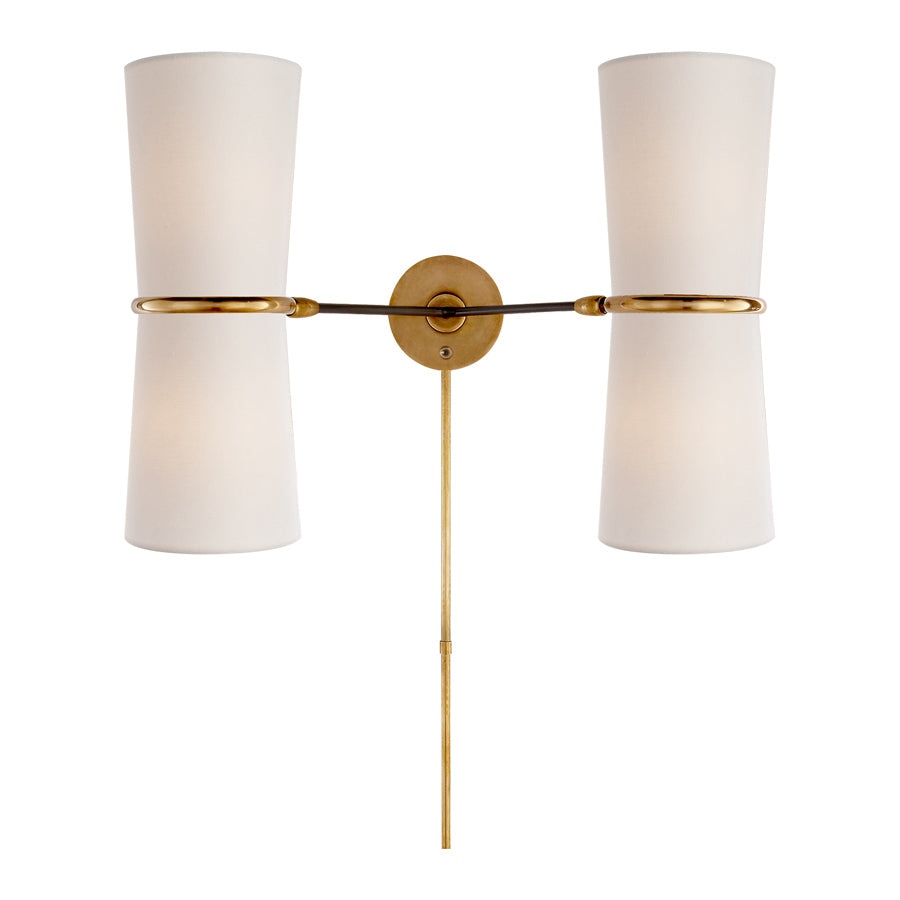 Aerin Clarkson Double Sconce with Linen Shade
